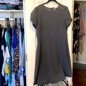 LOFT Gray Dress with Flutter Sleeves